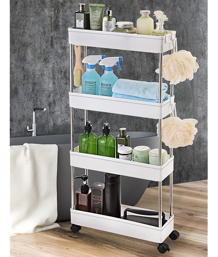 Aosion Slim Storage Cart, 4-tier Bathroom Storage Organizer,