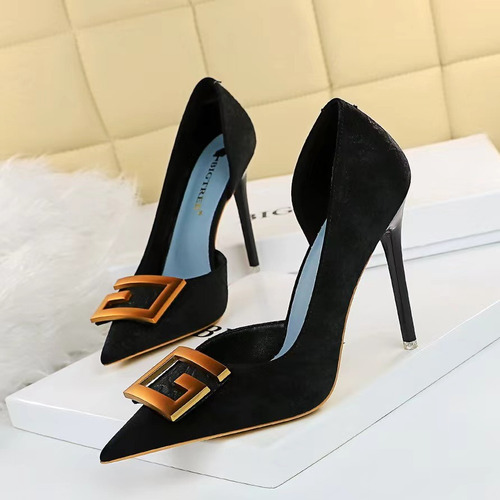 Zapatos De Tacón Alto De Mujeres Con Hebilla De Metal