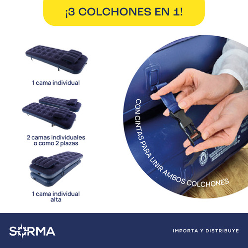 Combo Colchones 3 En 1 - Colchón 1 Plaza X2 + 2 Almohadas Co