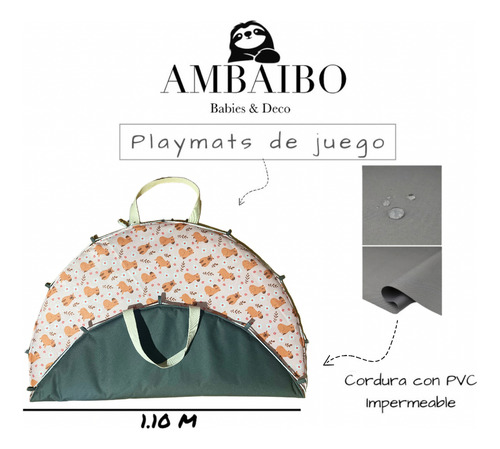 Playmat De Juego Para Bebés Impermeable Y Acolchada Bolso Carpincho Rosa