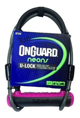 Imagen 2 de 5 de Tranca U Con Linga Onguard Neon (u 230 X 115 Linga 1.20mts)