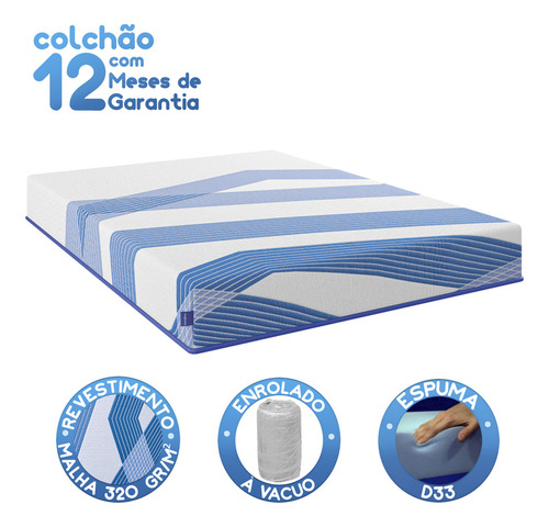 Colchão Umaflex Casal - Tecnologia Alemã Cor Azul E Branco