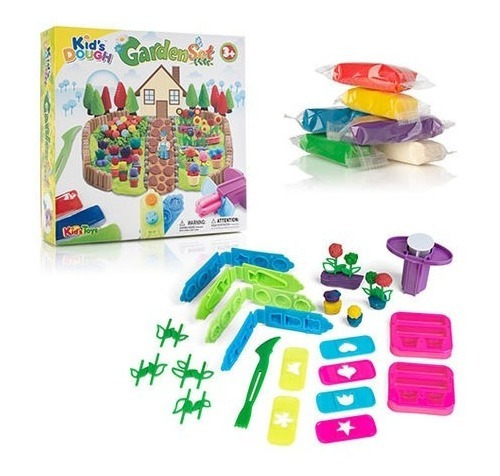 Juego Jardín De Colores De 35 Piezas Con 6 Tubos Mega Dough