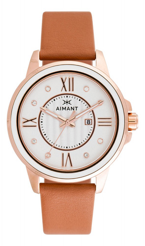 Aimant Reloj De Mujer Sydney Rose Gold Con Correa De Piel Ca