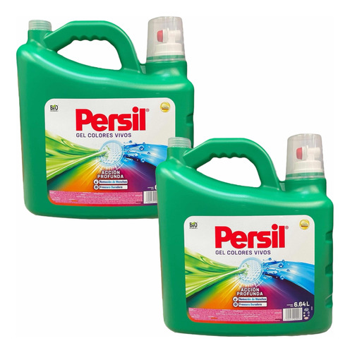 Pack 2x Detergente Gel Ropa Telas Persil Colores Vivos 6.64l
