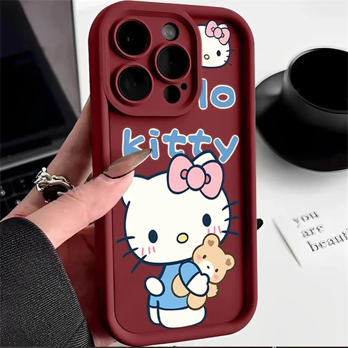 Funda De Silicona Sanrio Hello Kitty Para iPhone 15, 3 Unida