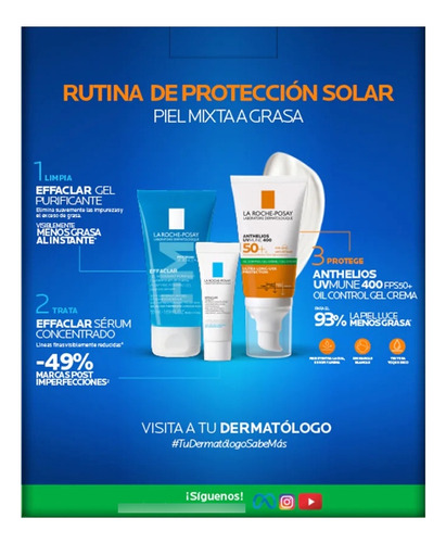 Kit Anthelios: Gel-crema Fps 50+ Effaclar Moussant & Serum