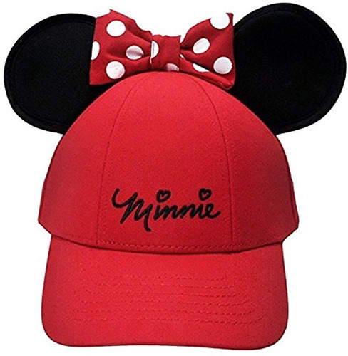 Gorra Béisbol Ajustable Disney Minnie Mouse Con Orejas, Rojo