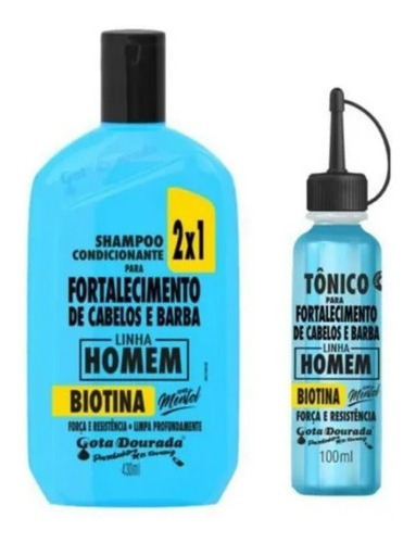 Kit Gota Dourada Homem Shampoo 430ml + Tônico Cabelo E Barba