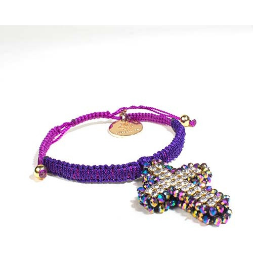 Pulsera De Hilo Trenzado Con Colgante Cruz