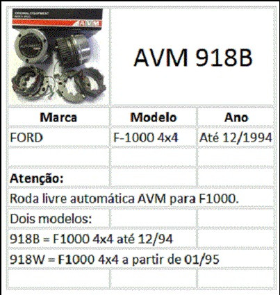 Roda Livre Automática Avm 918b Ford F-1000