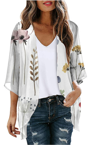 Chaqueta De Punto R Para Mujer Con Estampado Floral, Manga A