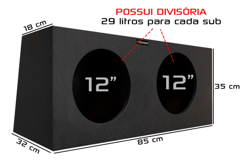 Caixa De Som Box P/ Graves Super Bass 2x12 P/ Falante De 12