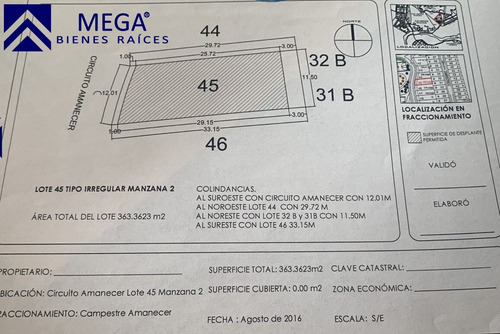 Terreno En Venta En Fracc. Campestre Amanecer Durango