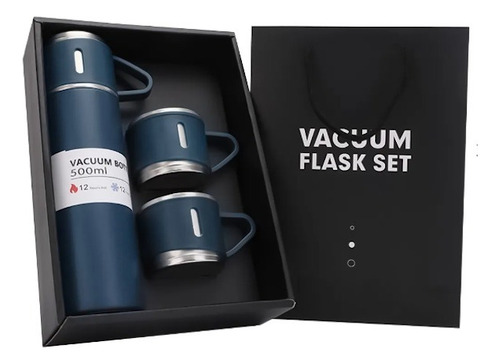 Set Termo Vaso Térmico Acero Inox 500ml + 3 Tazas Tapa X L