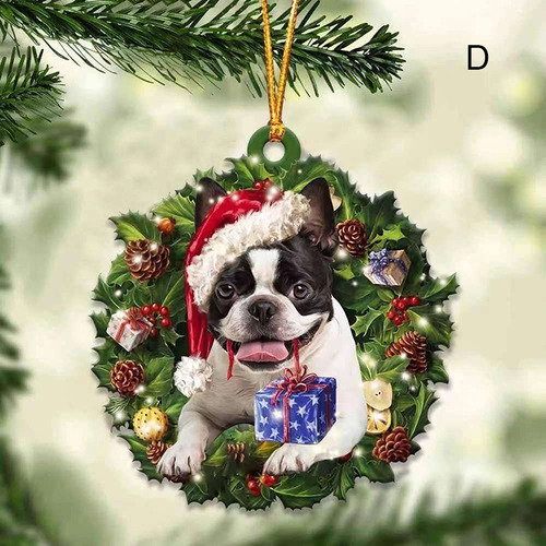 3 Piezas De D Boston Terrier Y Regalo De Navidad Para Árbol