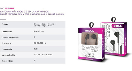 Auriculares Soul Originales Manos Libres Microfono Celular Tablet Color Blanco
