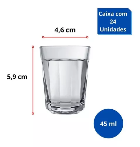 6 Copos Vidro Cachaça Americano Dose Shot