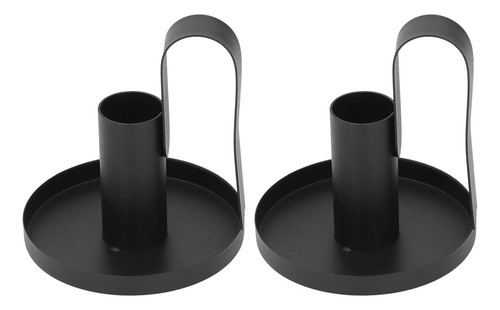 2 Porta-velas De Metal Com Alça Curva Estilo Retrô