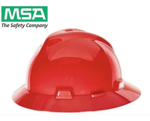 Casco De Seguridad Ala Ancha Suspensión Matraca Rojo Msa