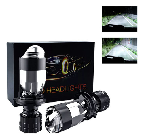 Miniproyector Led H4 Ultra Dual Con Doble Cañón Ovalado Y Lá