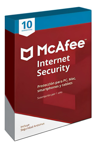 Antivirus Mcafee Security 10 Dispositivos 1 Año Digital