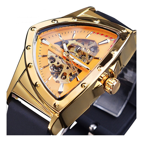 Reloj Automático Hombre Esqueleto Triángulo Dorado