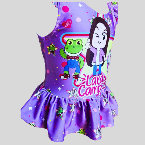 Traje De Baño Completo Niña Ropa Playa Rene Lara Rhenne Lila Full Print M 5-6 Años