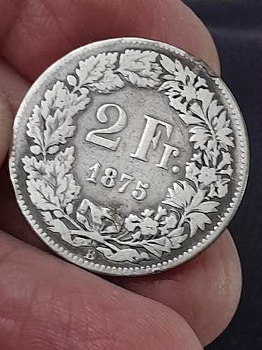 Moneda Suiza 2 Francos 1875 B Ref 321 Carpeta 3
