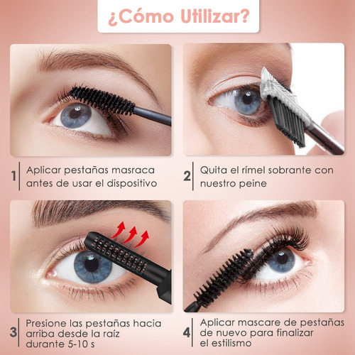 Imagen 3 de 8 de Rizador Pestañas Electrico Para Evitar Quemaduras Carga Usb