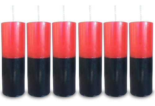 Kit 6 Velas Votivas 7 Sete Dias Colorida Vermelho E Preto