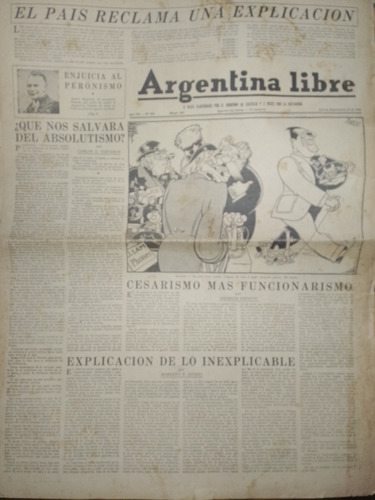 Diario * Argentina Libre * Del 19 De Sep Del Añom 1946