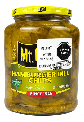 Pepinillos Mt Olive Rebanados Para Hamburguesa 473ml Kosher