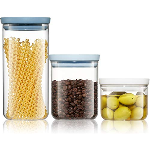 Canister Set Of 3, Glass Canisters With Airtight Lid, G...