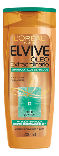 Shampoo L'Oréal Paris Elvive Aceite Extraordinario Rizos Definidos Óleo de Amla en tubo depresible de 200mL por 1 unidad