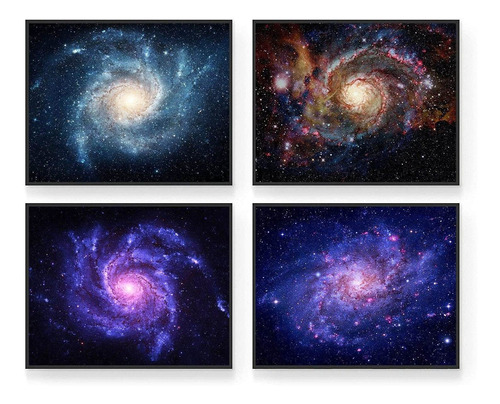 Galaxy Wall Art - Juego De 4 Psteres De Decoracin Del Espaci