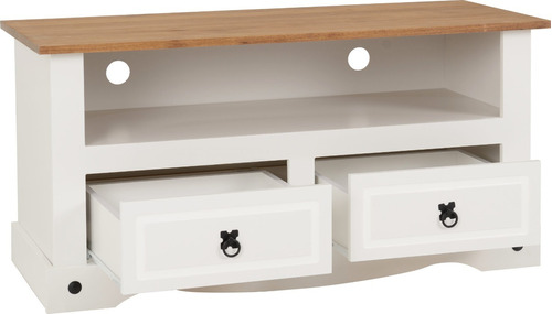 Mueble Rack Serpil Con 2 Cajones Corona Grande Color Blanco