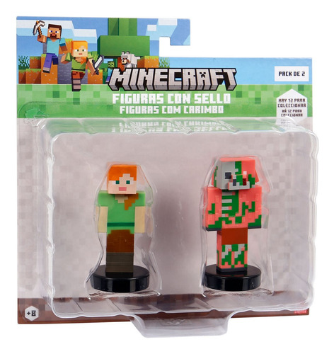 Pack De 2 Figuras Timbre Minecraft - Alex