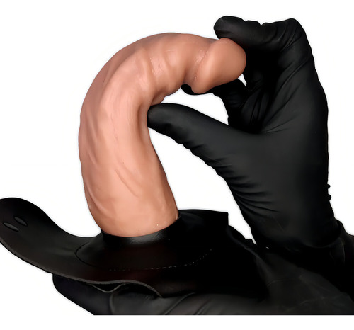Cinta Peniana Média 16cm X 3,4cm Com Pênis E Vibro Bege