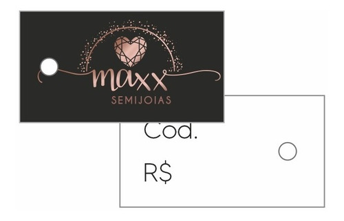 Mini Tag C/ Furo Personalizada Etiqueta Preço Cod. Semijoia 