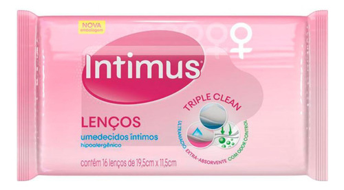 Intimus Lenço Umedecido Feminino Sem Perfume Com 16 Unidades
