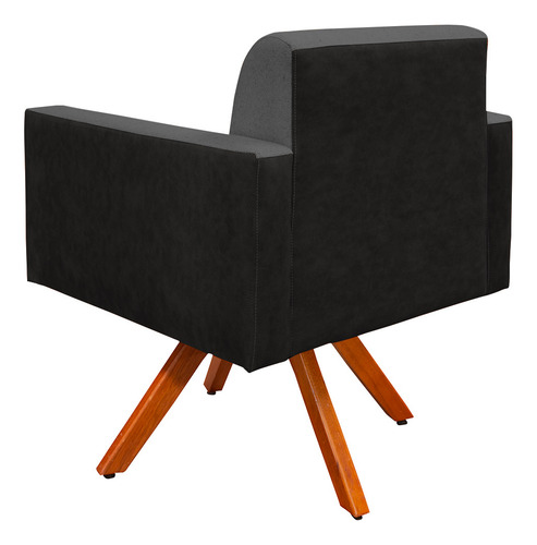 Poltrona Decorativa Giratória Helô Linho Chumbo Corano Preto