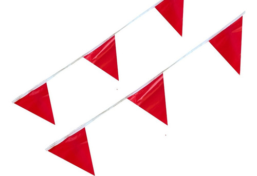 Tira De Banderín Rojo 50m Polietileno Triangular