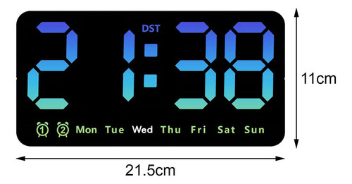 Reloj Despertador Digital, Reloj De Pared Regulable, Azul