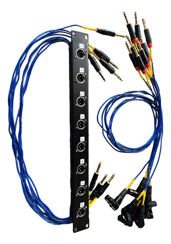 Kit Régua Xlr 8 Entradas + Kit 8 Vias Para Mesa Ui24 Com Y