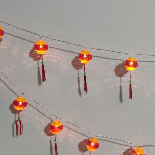 Cadena De Luces Led De Linterna China Roja