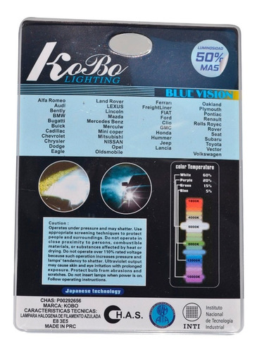 Imagen 2 de 8 de Lampara Xenon Kobo Blue Vision H3 12vb1w12v 55w Blue