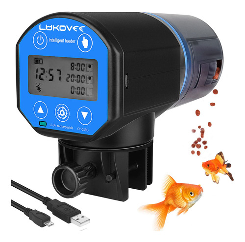 Lukovee Alimentador Automtico De Peces, Pantalla De Tiempo D