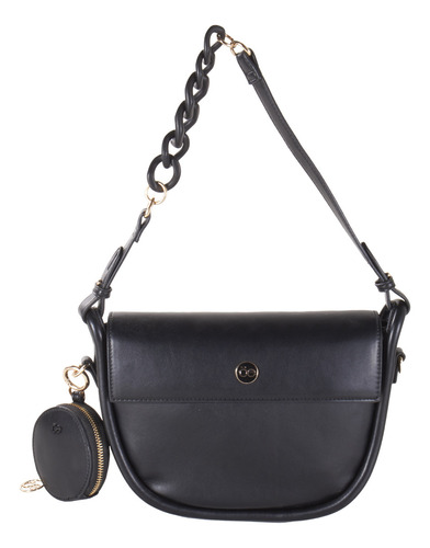 Bolsa Baguette Cloe Para Mujer Con Monedero Asa Corta Color Negro