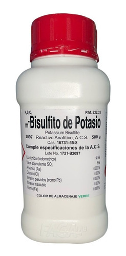 Bisulfito De Potasio R. A. De 500g Fagalab